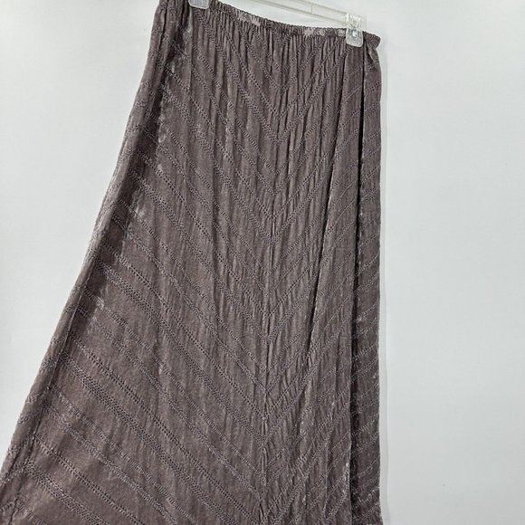 J Jill Gray Velvet Maxi Skirt sz 14 Embroidered Lagenlook BOHO Gray - Picture 4 of 11